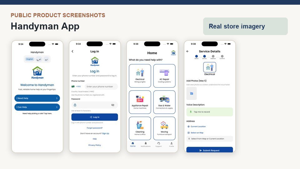 Handyman App product screenshots